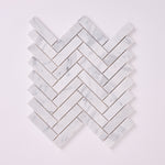 Load image into Gallery viewer, Carrara White Herringbone 1X4 Mosaic Polished/Honed

