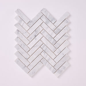 Carrara White Herringbone 1X4 Mosaic Polished/Honed