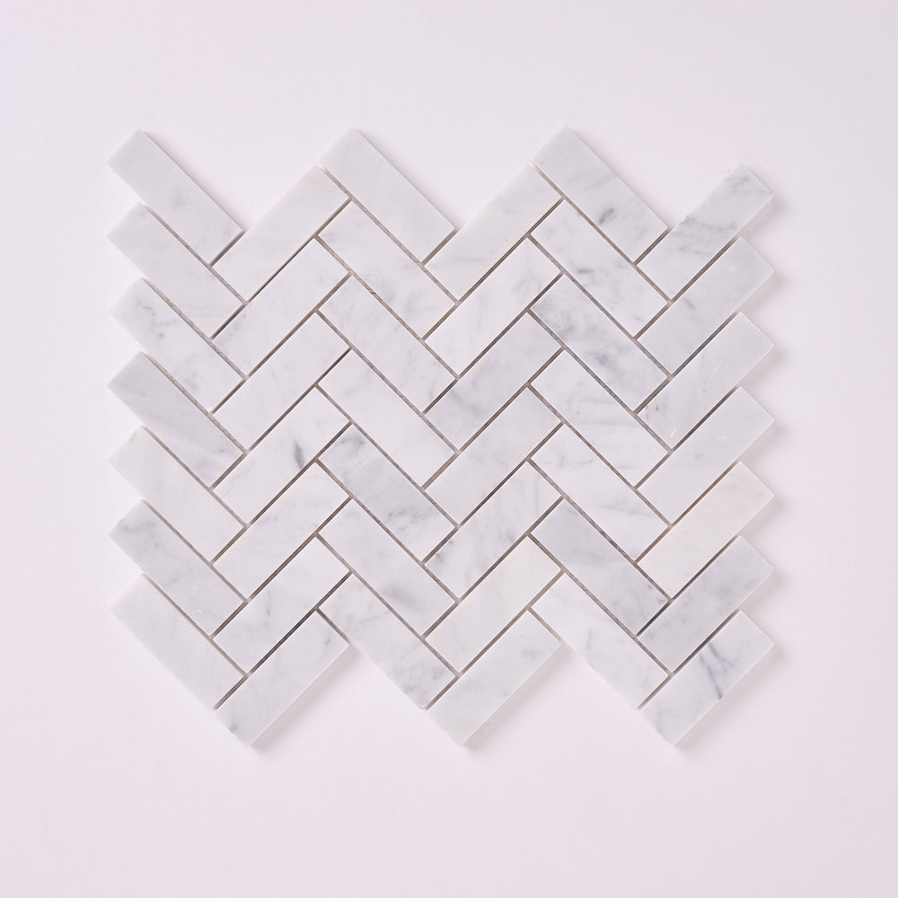 Carrara White Herringbone 1X3 Mosaic Polished/Honed