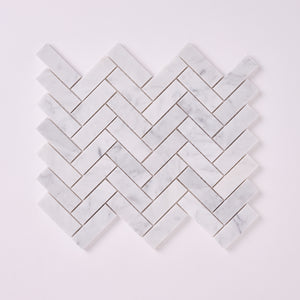 Carrara White Herringbone 1X3  Mosaic Polished/Honed