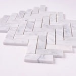 Load image into Gallery viewer, Carrara White Herringbone 1X3  Mosaic Polished/Honed
