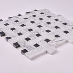 Load image into Gallery viewer, Carrara White Kenzy Basketweave with Black Marble Polished/Honed
