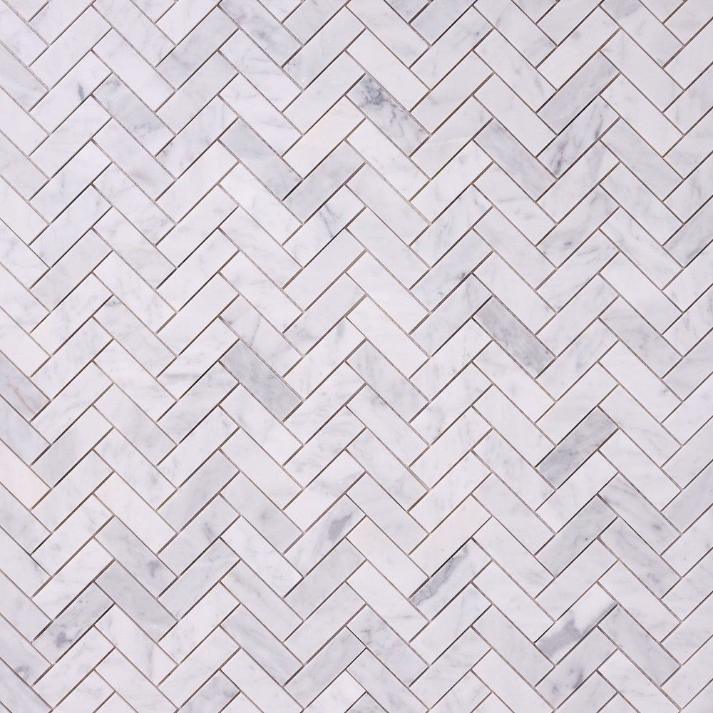 Carrara White Herringbone 1X3 Mosaic Polished/Honed