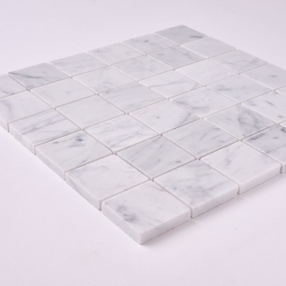 Carrara White 2×2 Polished/Honed Marble Mosaic
