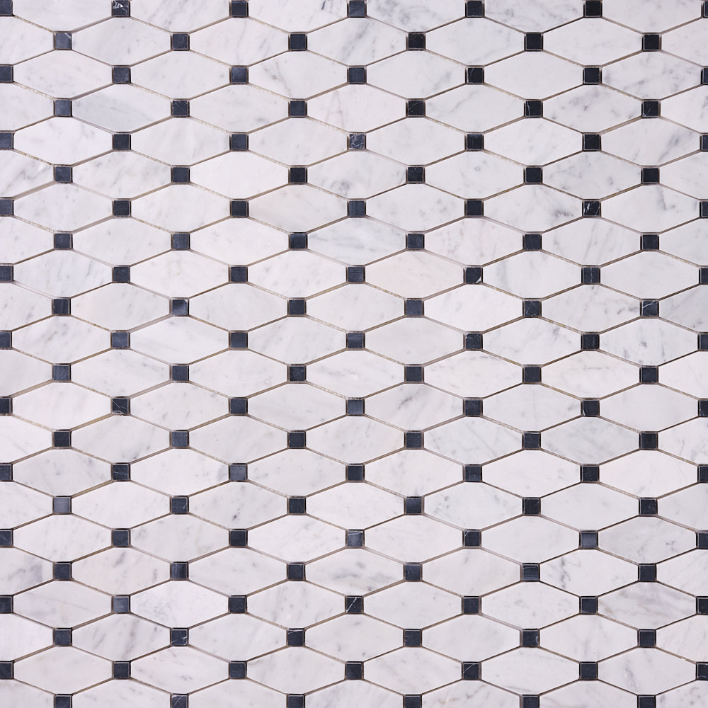 Carrara White Octave with Black Marble Polished/Honed