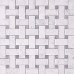 Load image into Gallery viewer, Carrara White Large Basketweave with Blue Gray Marble Polished/Honed
