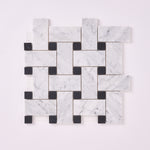 Load image into Gallery viewer, Carrara White Large Basketweave with Black Marble Polished/Honed
