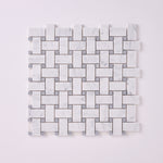 Load image into Gallery viewer, Carrara White Basketweave with Blue Marble Polished/Honed
