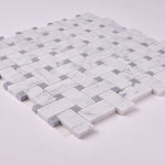 Load image into Gallery viewer, Carrara White Basketweave with Blue Marble Polished/Honed
