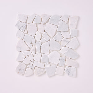 Carrara White Pebble Marble Mosaic Tumbled