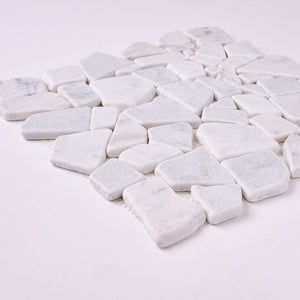 Carrara White Pebble Marble Mosaic Tumbled