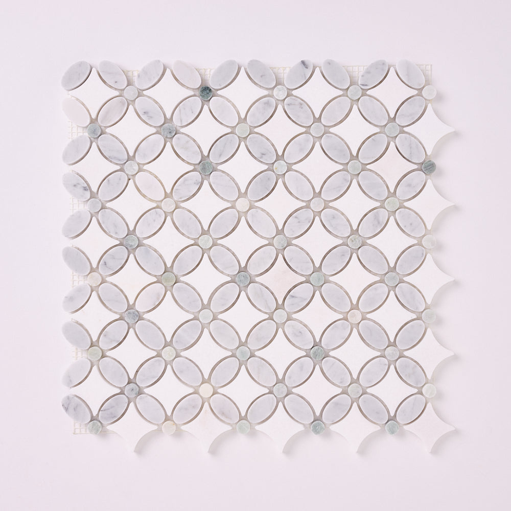 Florita Thassos + Carrara + Green 12x12 Polished/Honed Marble Tile