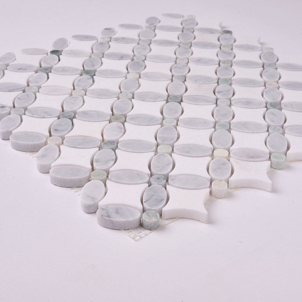 Florita Thassos + Carrara + Green 12x12 Polished/Honed Marble Tile