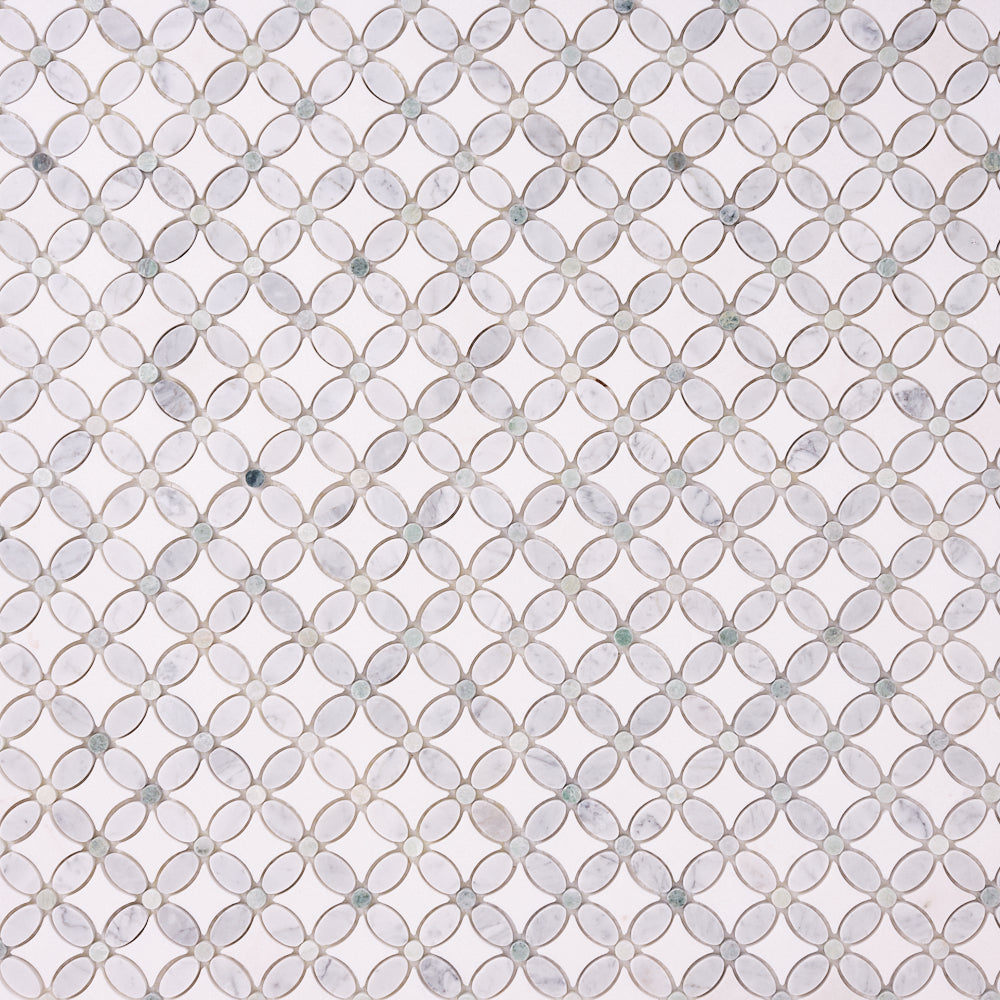 Florita Thassos + Carrara + Green 12x12 Polished/Honed Marble Tile