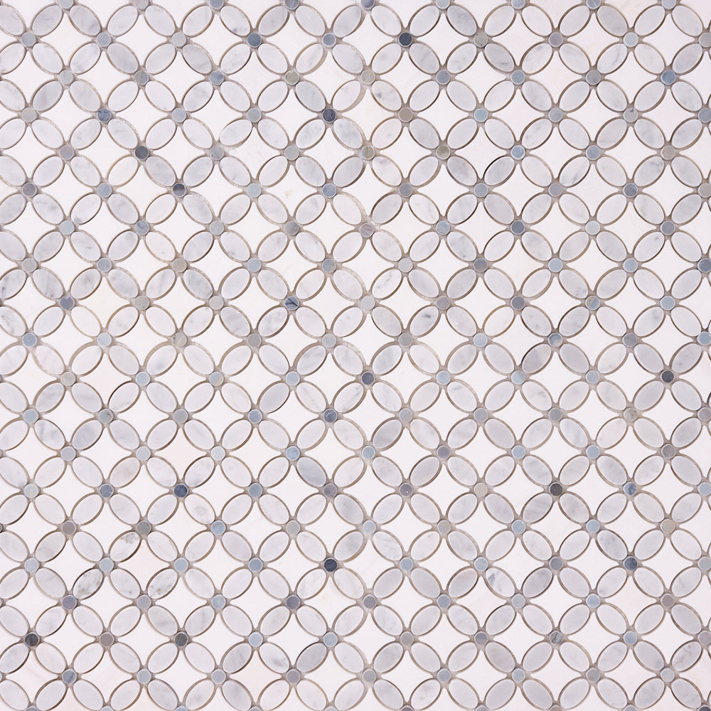 Florita Thassos + Carrara + Blue 12x12 Polished/Honed Marble Tile