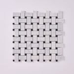 Load image into Gallery viewer, Carrara White Basketweave with Black Marble Polished/Honed
