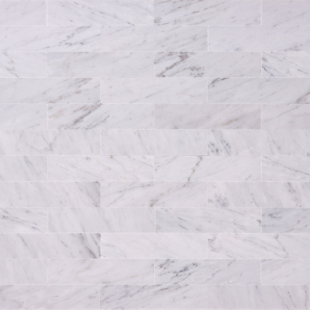 Carrara White 2x8 Subway Polished/Honed Marble Tile