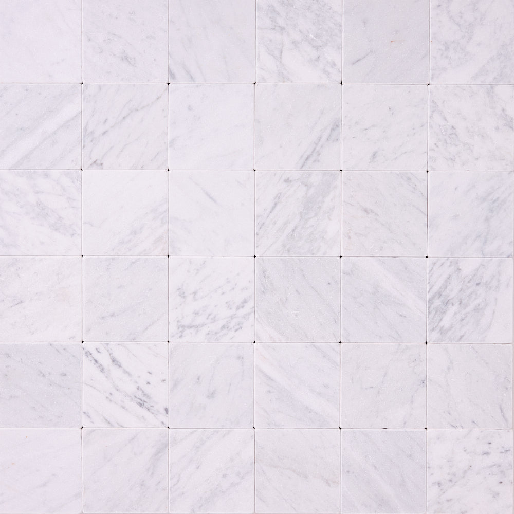 Carrara White Marble 4x4 Tumbled Tile