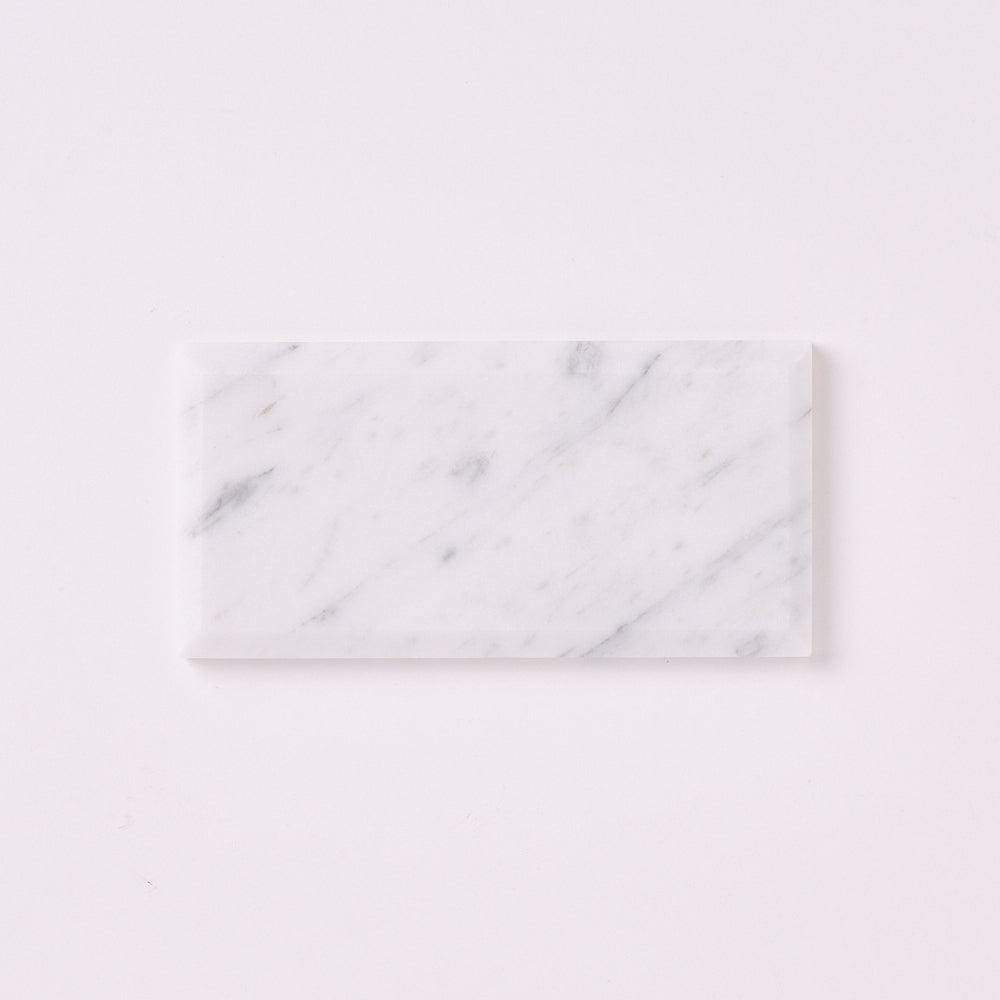 Carrara White 3x6 Beveled Subway Polished/Honed Marble Tile