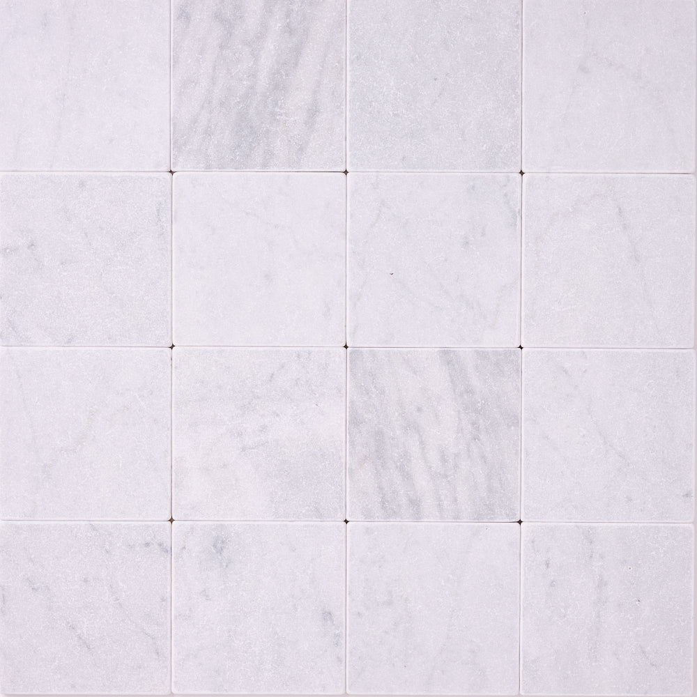 Carrara White 6×6 Tumbled Marble Tile