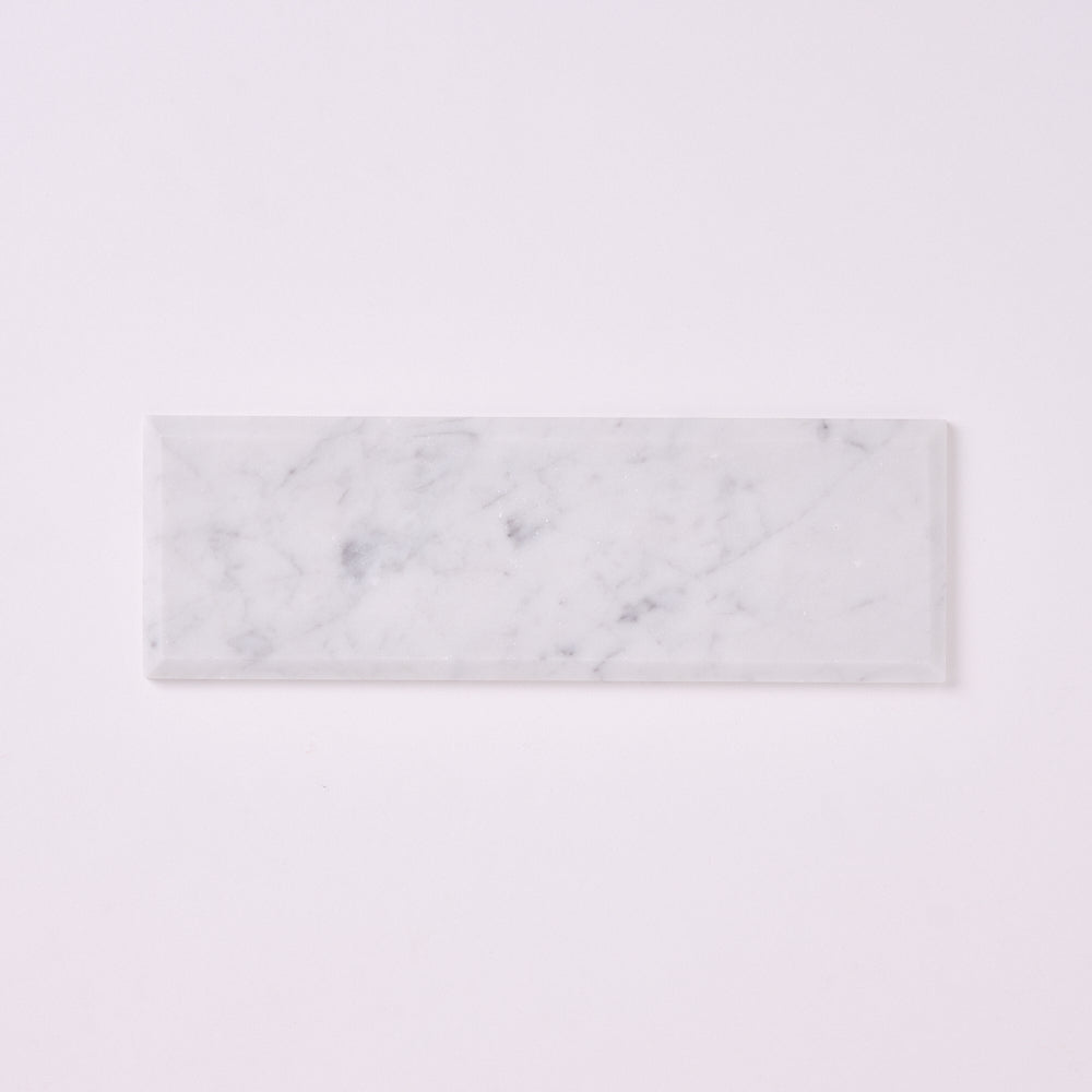 Carrara White 4x12 Beveled Marble Tile