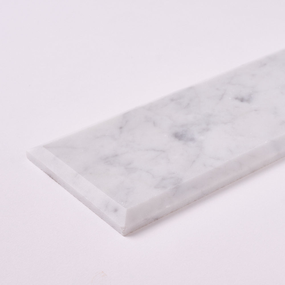 Carrara White 4x12 Beveled Marble Tile