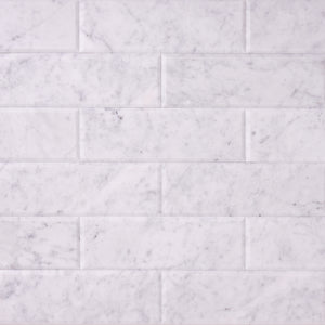 Carrara White 4x12 Beveled Marble Tile