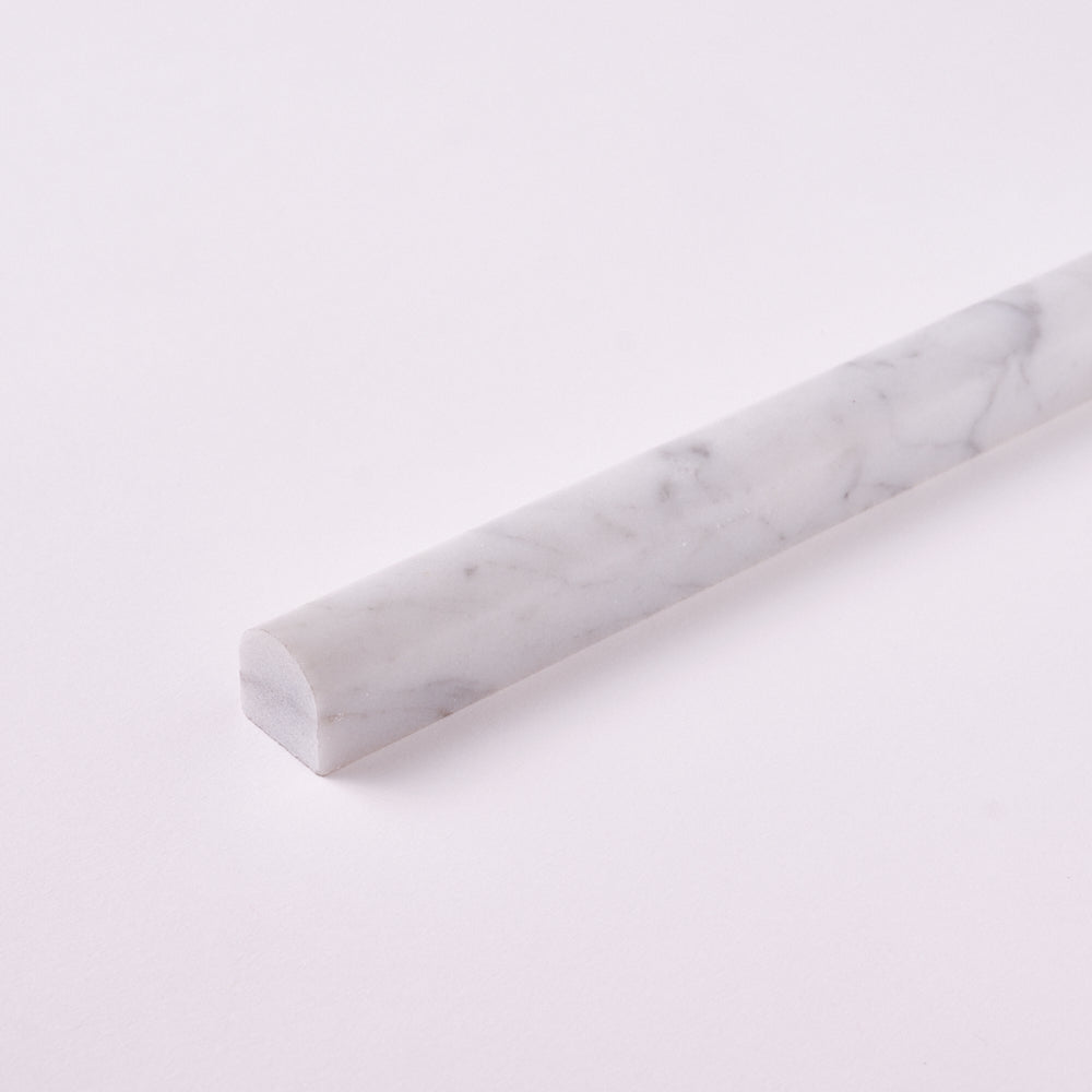 Carrara White Marble  3/4X12 Bullnose Liner Polished/Honed