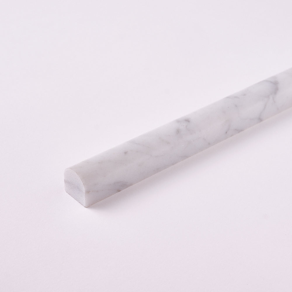 Carrara White Marble 3/4X12 Bullnose Liner Polished/Honed