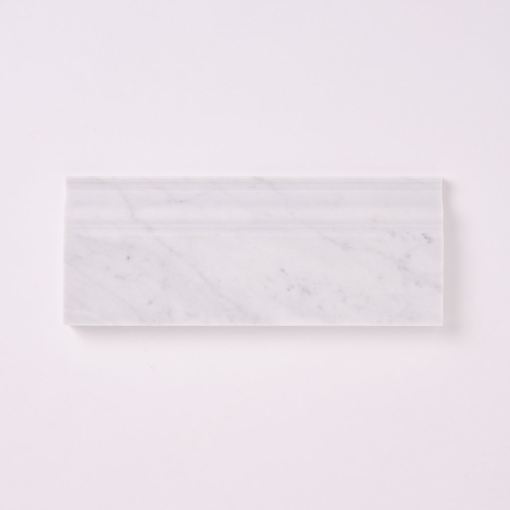 Carrara White Marble 4.75x12 Baseboard Molding