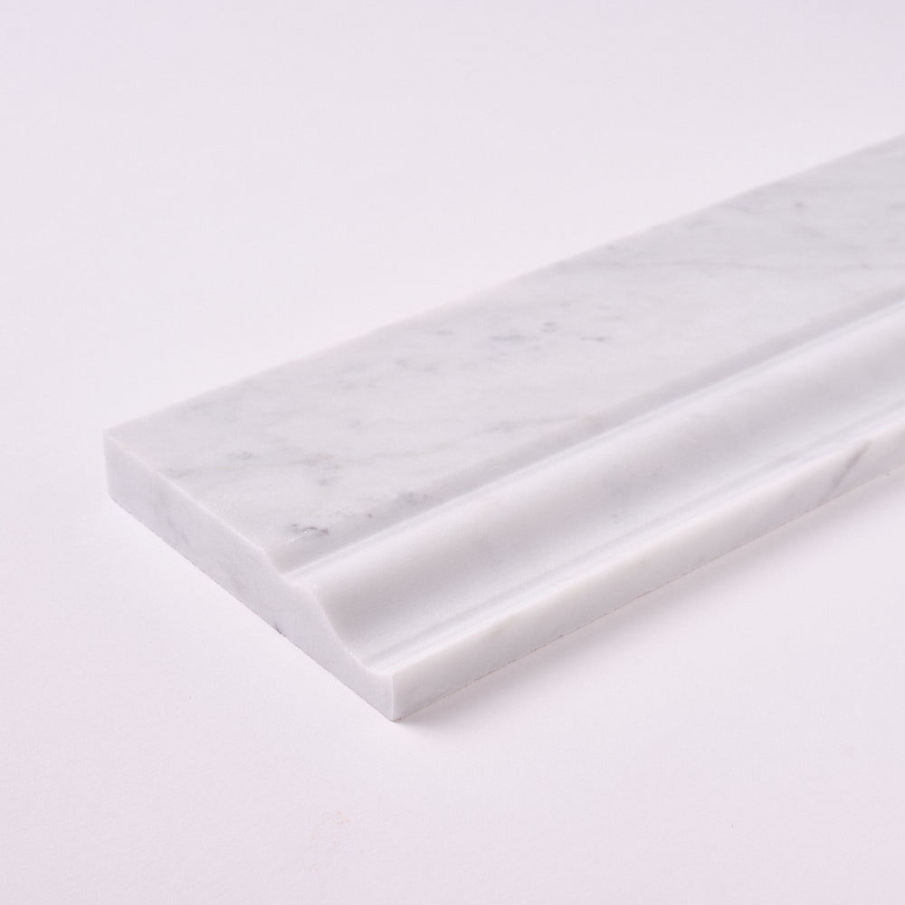 Carrara White Marble 4.75x12 Baseboard Molding