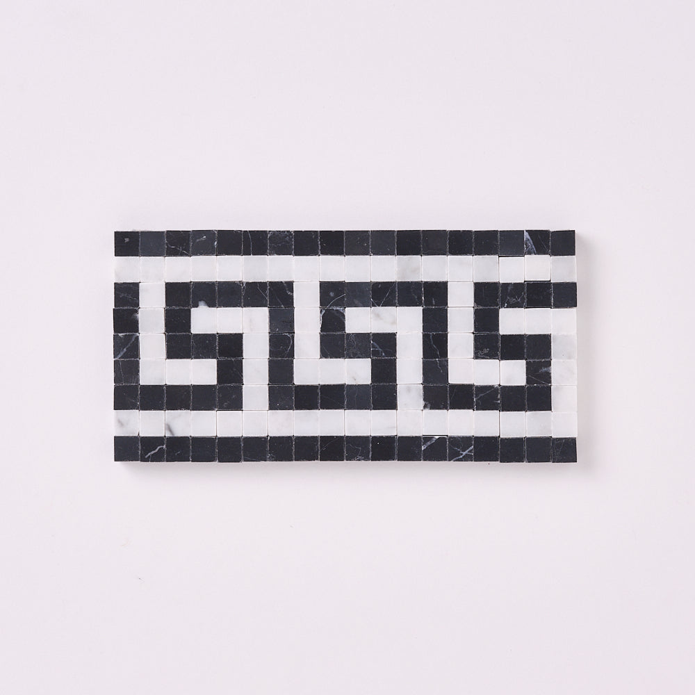 Carrara White Greek Key Border w/ Black Polished or Honed