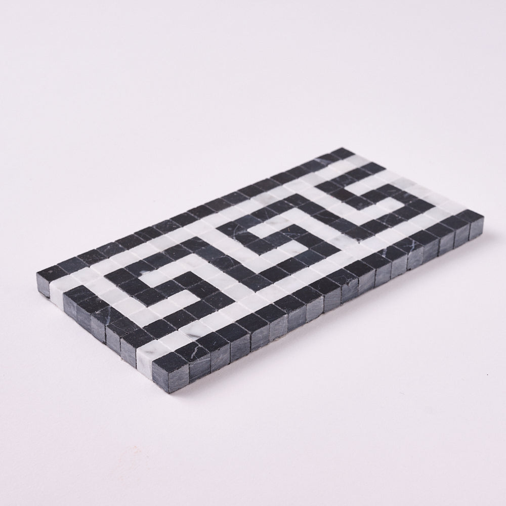 Carrara White Greek Key Border w/ Black Polished or Honed