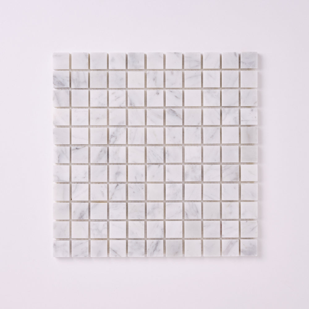 Carrara White 1×1 Polished/Honed Marble Mosaic