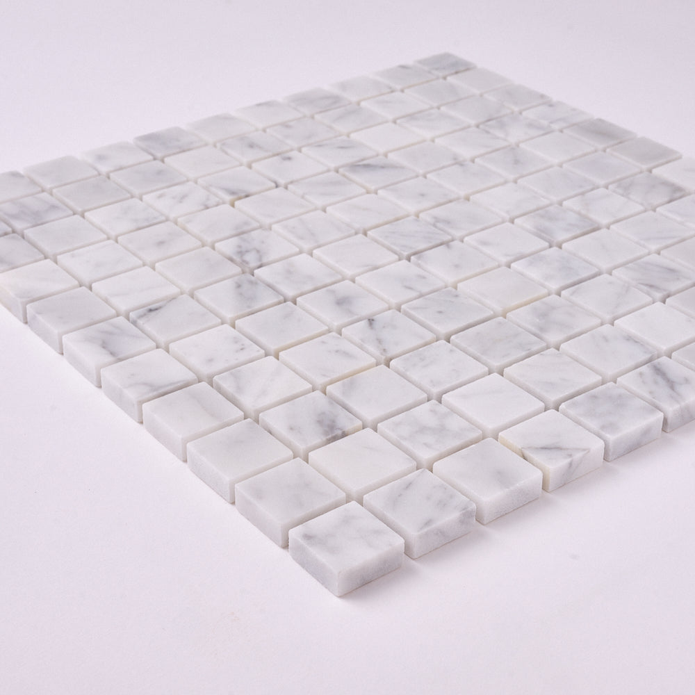 Carrara White 1×1 Polished/Honed Marble Mosaic