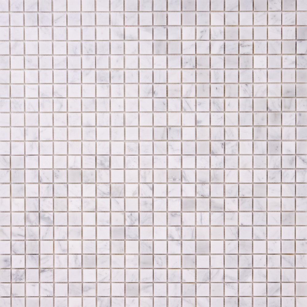 Carrara White Marble 1x1 Mosaic Polished/Honed