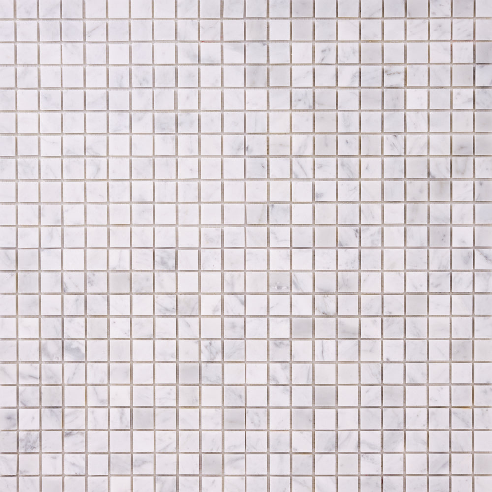 Carrara White 1×1 Polished/Honed Marble Mosaic