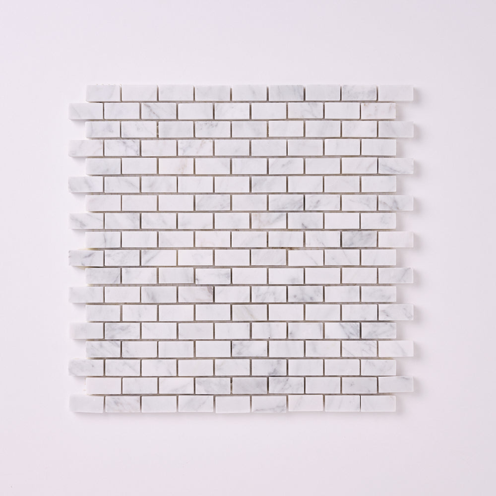 Carrara White Marble Baby Brick 12x12 Mosaic Polished/Honed