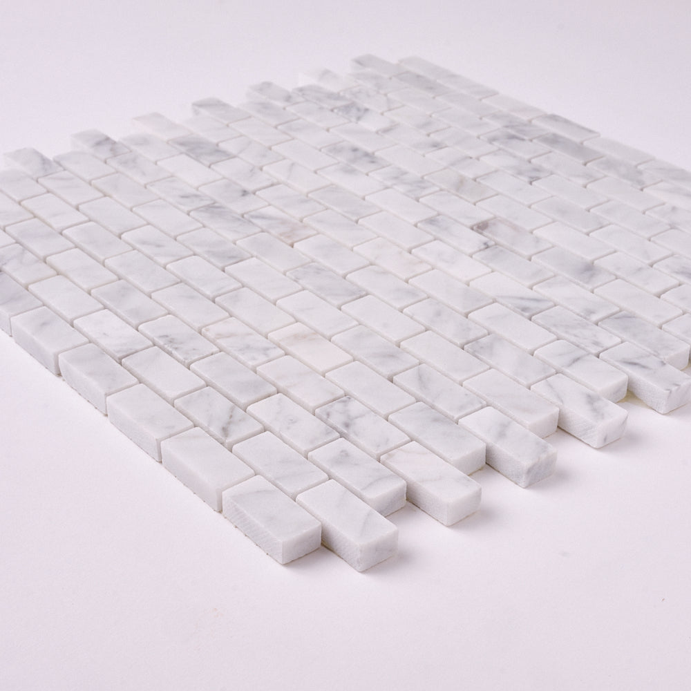 Carrara  White Marble  Baby Brick Mosaic Polished/Honed