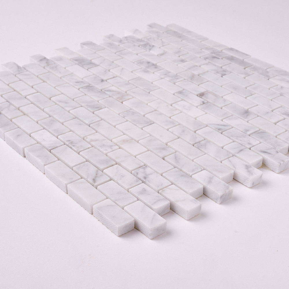 Carrara White Marble Baby Brick 12x12 Mosaic Polished/Honed