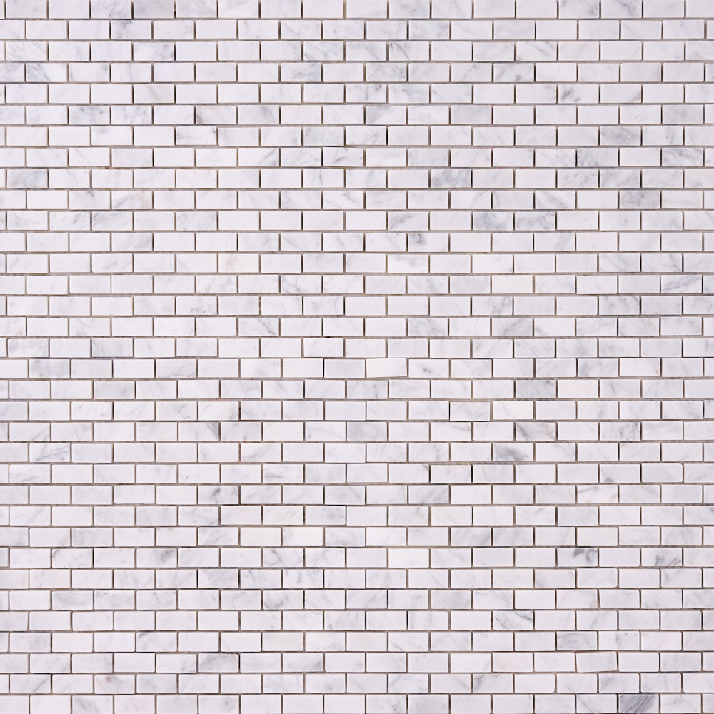 Carrara White Marble Baby Brick 12x12 Mosaic Polished/Honed