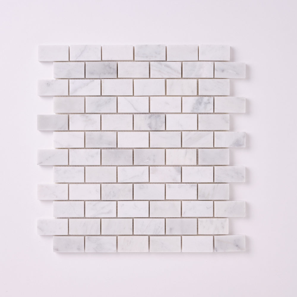 Carrara White 1×2 Mosaic Polished/Honed Marble Tile