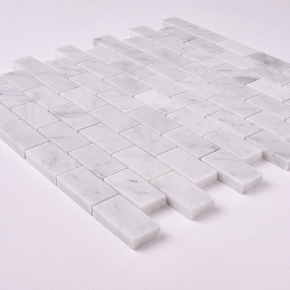 Carrara White Marble 1"x 2" Mosaic Tile Polished/Honed