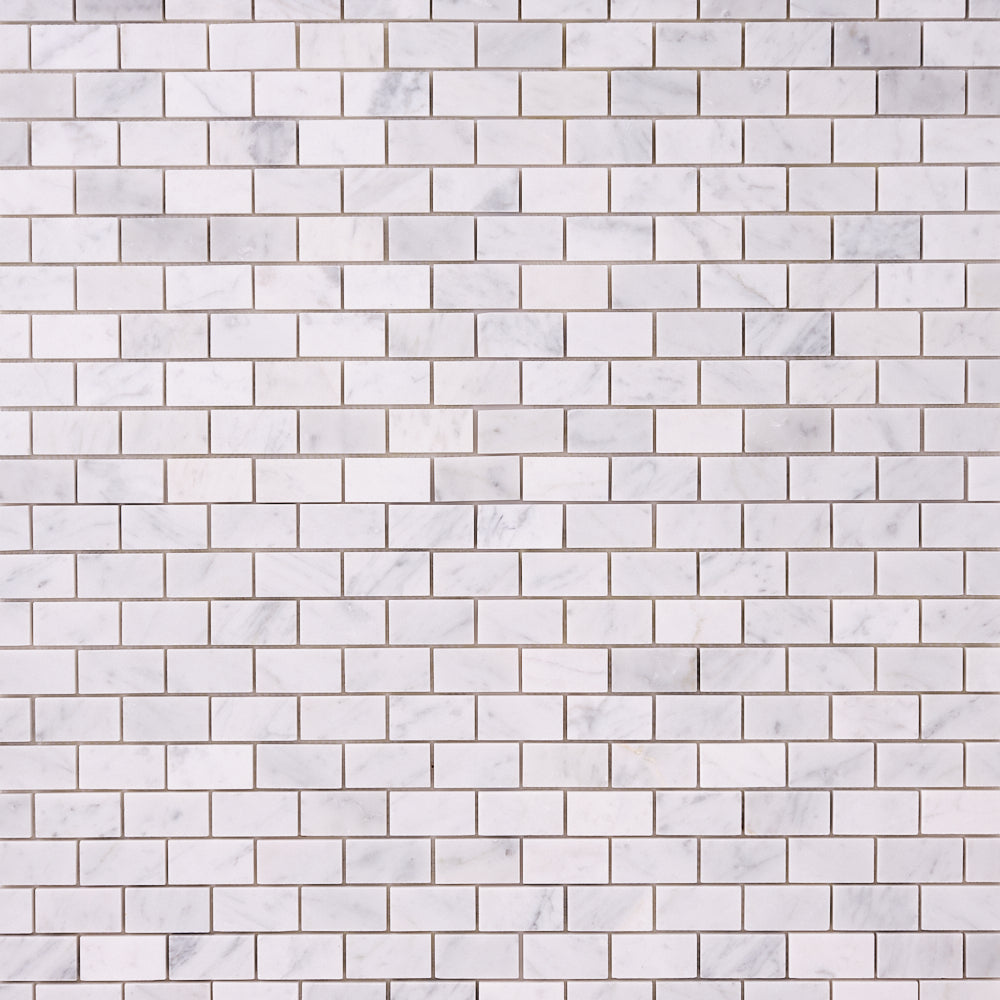 Carrara White 1×2 Mosaic Polished/Honed Marble Tile