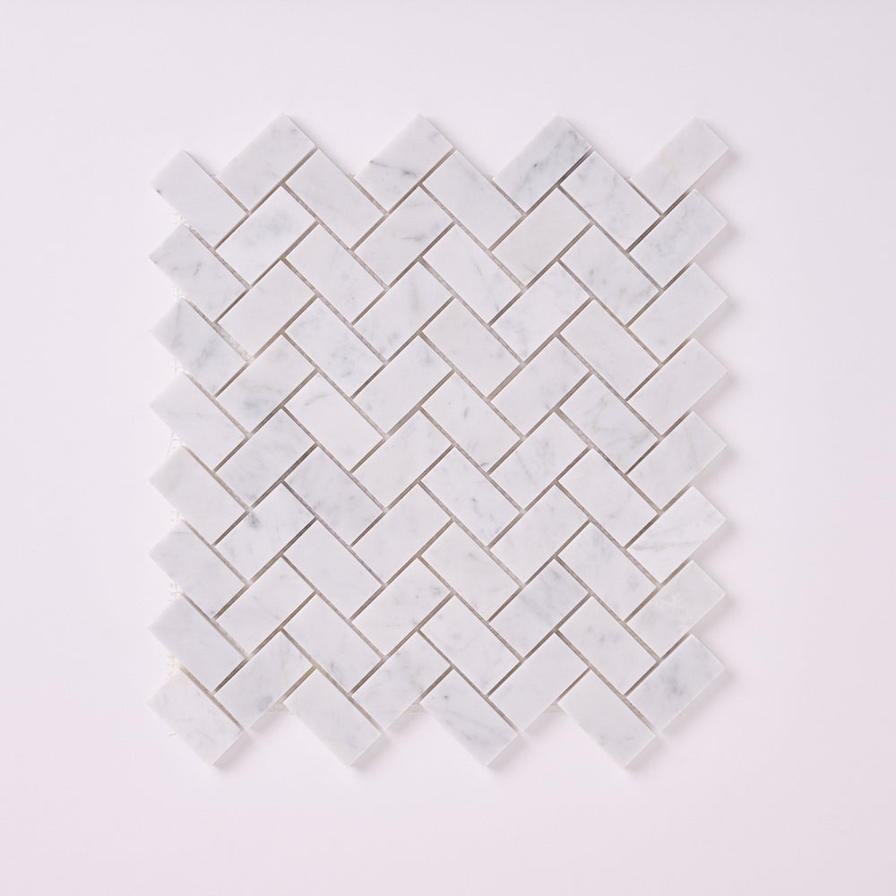 Carrara White Herringbone 1X2 Mosaic Polished/Honed