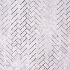 Carrara White Herringbone 1X2  Mosaic Polished/Honed