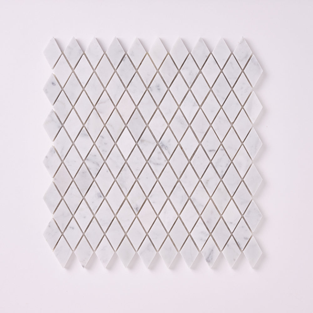Carrara White Diamond Polished/Honed Mosaic