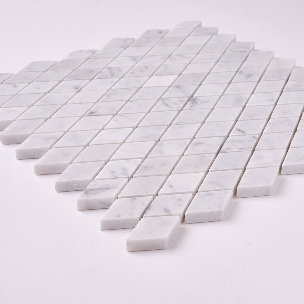 Carrara White Diamond Polished/Honed Mosaic