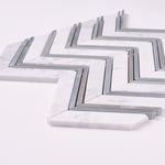 Load image into Gallery viewer, Carrara White Chevron with Blue Marble Polished/Honed
