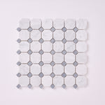 Load image into Gallery viewer, Carrara White Octagon Mosaic With Blue Marble Polished/Honed
